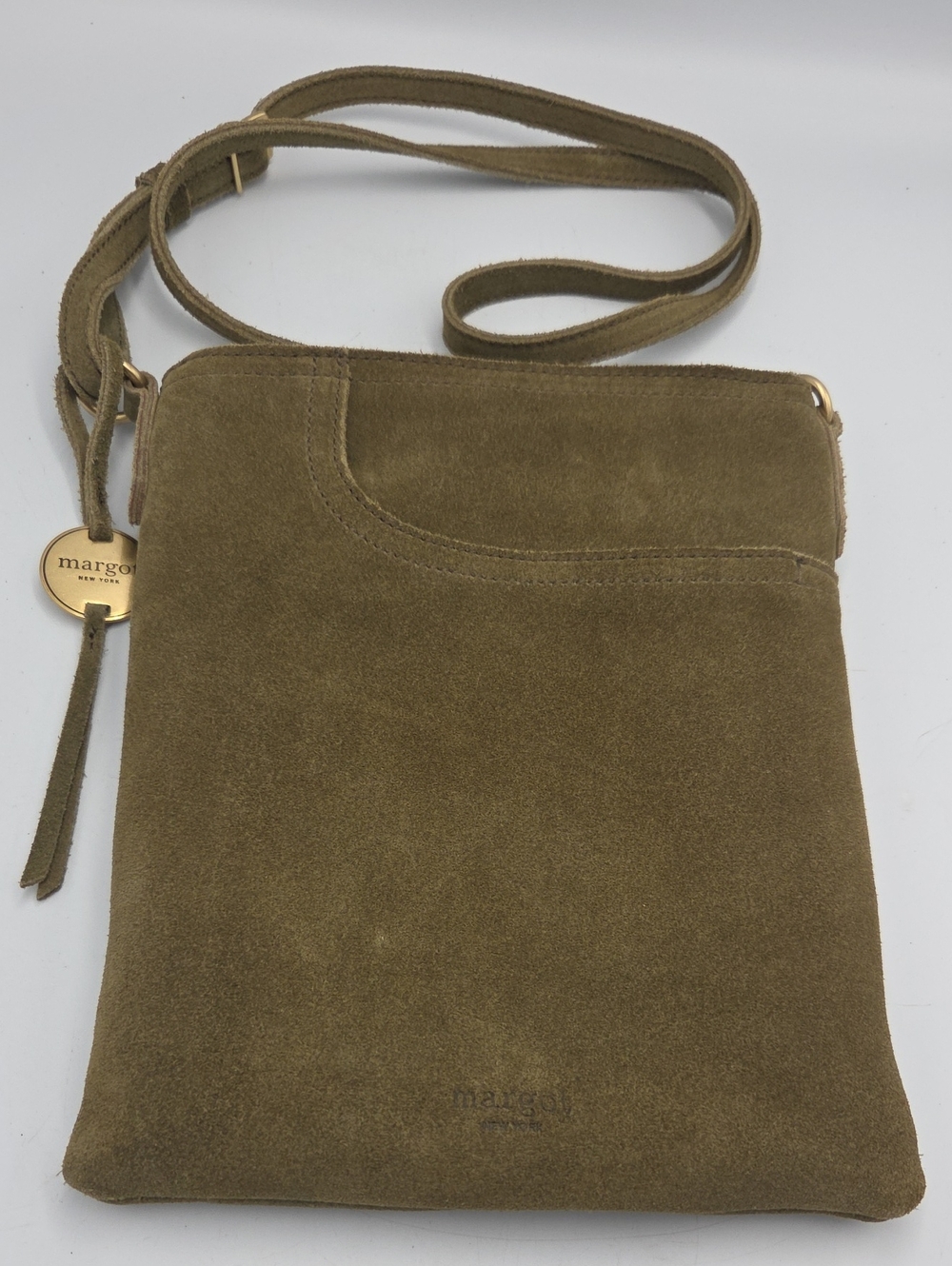 margot Olive Green Suede Slim Crossbody Bag
